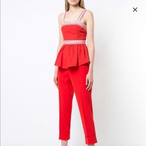 NWT C/MEO Red Peplum “Be Moved” Top in XS